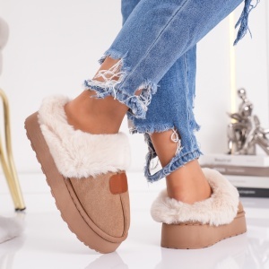 Papuci Imblaniti Tip UG - CozyWarm MK058-1 Khaki - Img 3
