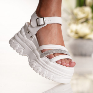 Sandale Dama cu Platforma Mirra - 3WL206 White - Img 1