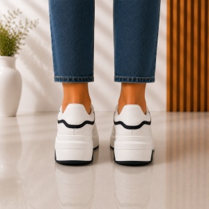 Sneakers Dama Platforma NOVA - JX888 White Black - Img 4