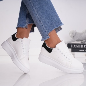 Pantofi Casual Muse - 1861 White Black - Img 2