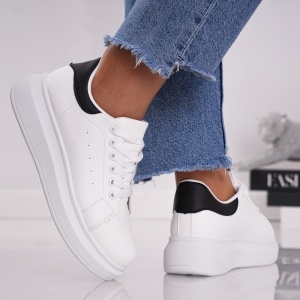 Pantofi Sport Queen - 1860 White-Black - Img 3