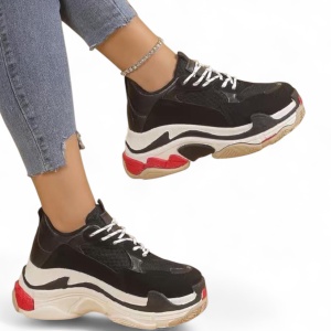 Pantofi Sport Triple S - BL608 Black White - Img 6