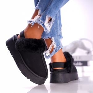 Papuci Casual UG - CozyBand B24-1580 Black