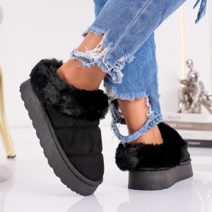 Papuci Imblaniti Tip UG - CozyStep MK059-1 Black - Img 2