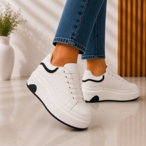 Sneakers Dama Platforma NOVA - JX888 White Black