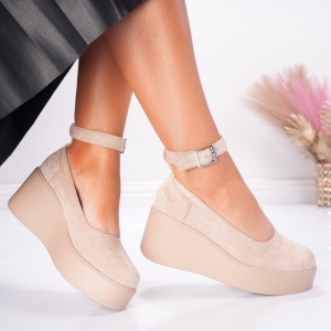 Pantofi Casual cu Platforma Deea - 1038 Beige - Img 2