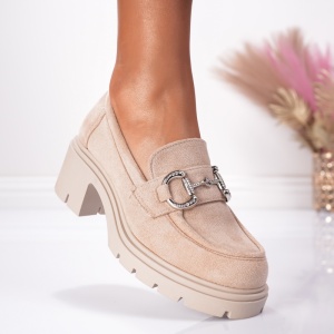 Pantofi Casual Toc Elly - 1006 Beige - Img 3