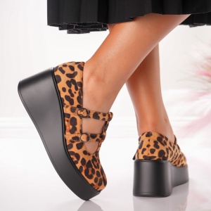 Pantofi Casual Velvet Straps- 1068 Leopard - Img 4