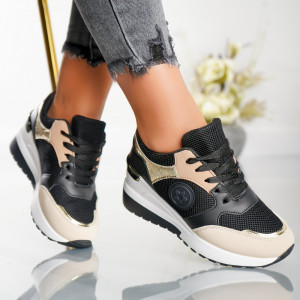 Pantofi Sport Noor - J1869 Black/Camel - Img 2