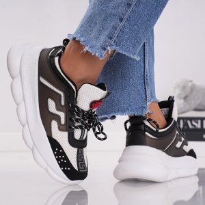Pantofi Sport VChain - 056-3 White Black - Img 3