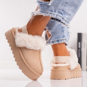 Papuci Casual UG - FluffyStep VL243 Beige