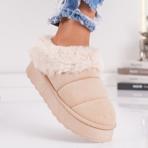 Papuci Imblaniti Tip UG - CozyStep MK059-1 Beige - Img 3