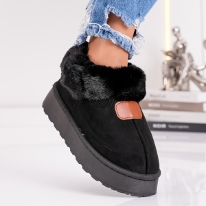 Papuci Imblaniti Tip UG - CozyWalk MK060-1 Black - Img 3