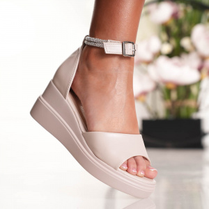 Sandale cu Platforma - A24-1079 Beige - Img 1