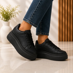 Sneakers Dama Platforma NOVA - JX888 Black - Img 2