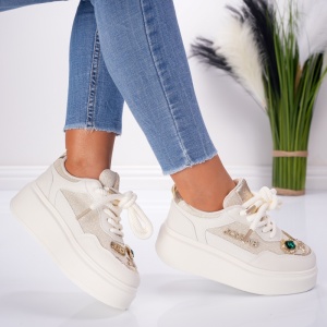 Pantofi Sport JoySnb - MK048 Beige - Img 2