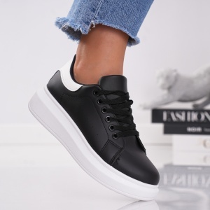 Pantofi Sport Queen - 1860 Black-White - Img 3