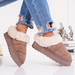 Papuci Imblaniti Tip UG - CozyStep MK059-1 Brown - Img 2