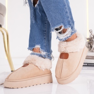 Papuci Imblaniti Tip UG - CozyWalk MK060-1 Beige - Img 4