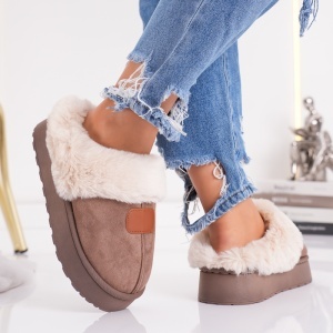 Papuci Imblaniti Tip UG - CozyWarm MK058-1 Brown - Img 2