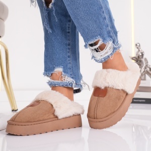 Papuci Imblaniti Tip UG - CozyWarm MK058-1 Khaki - Img 4