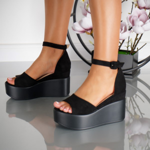 Sandale cu Platforma - A24-1085 Black - Img 4