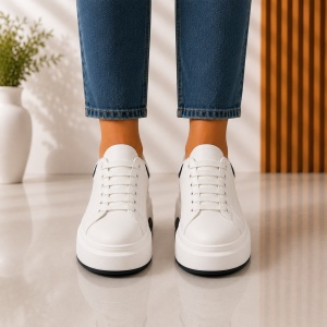 Sneakers Dama Platforma NOVA - JX888 White Black - Img 5