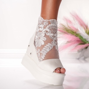 Ghete Dama cu Platforma - 3AW285 White - Img 2