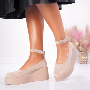 Pantofi Casual cu Platforma Deea - 1038 Beige - Img 4