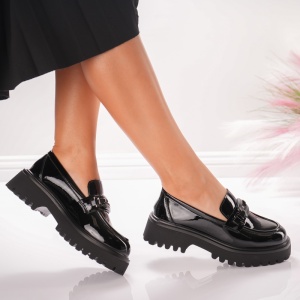 Pantofi Casual Glossy Buckle - X-9 Black 3163 - Img 2