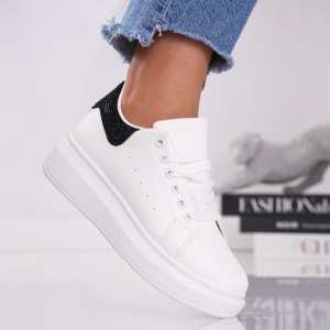 Pantofi Casual Muse - 1861 White Black - Img 3
