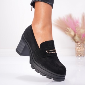 Pantofi Casual Toc Betty - 1008 Black - Img 3