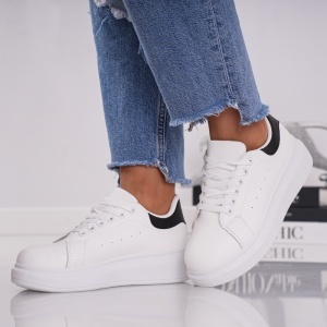 Pantofi Sport Queen - 1860 White-Black - Img 4