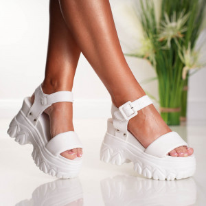 Sandale Dama cu Platforma Pretty - 3WL207 White - Img 2