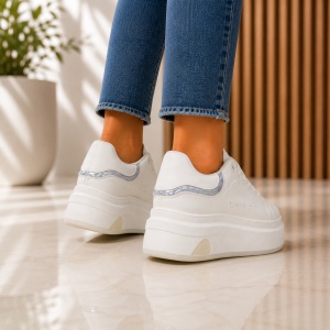Sneakers Dama Platforma NOVA - JX888 White Silver - Img 3