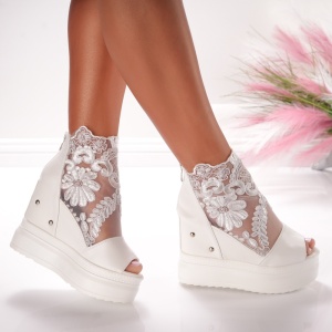 Ghete Dama cu Platforma - 3AW285 White - Img 3