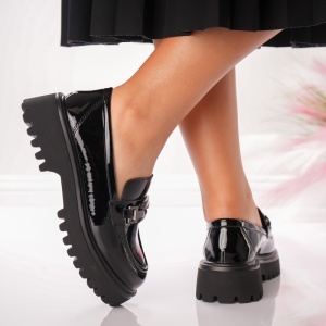 Pantofi Casual Glossy Buckle - X-9 Black 3163 - Img 3