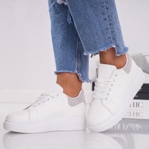 Pantofi Casual Muse - 1861 White Grey - Img 4