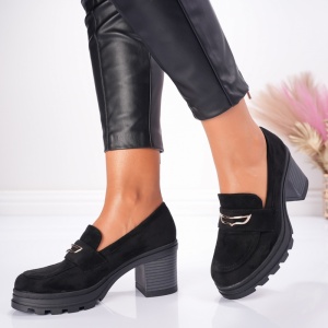 Pantofi Casual Toc Betty - 1008 Black - Img 4