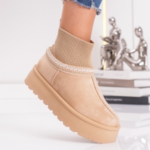 Papuci Casual UG -CozySock VL258 Beige - Img 3