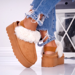 Papuci Casual UG - SoftFur AD-8 Camel
