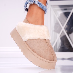 Papuci Casual UG - SoftFur OM566 Khaki - Img 2