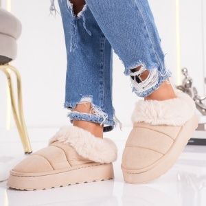 Papuci Imblaniti Tip UG - CozyStep MK059-1 Beige - Img 4