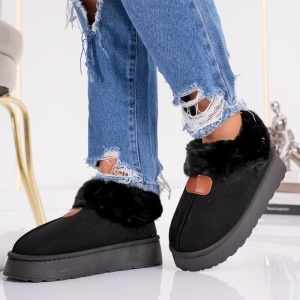Papuci Imblaniti Tip UG - CozyWalk MK060-1 Black - Img 4