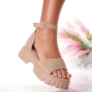 Sandale cu Platforma - F-85 Beige