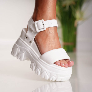 Sandale Dama cu Platforma Pretty - 3WL207 White - Img 1