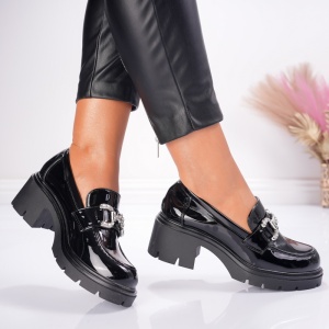 Pantofi Casual Toc Lac - 1007 Black - Img 2
