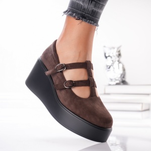 Pantofi Casual Velvet Straps- 1068 Brown