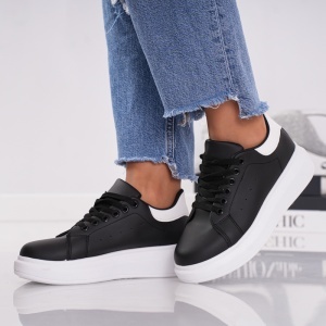 Pantofi Sport Queen - 1860 Black-White - Img 4