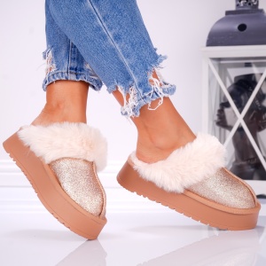 Papuci Casual UG - Furry Soft BG183 Champagne - Img 2